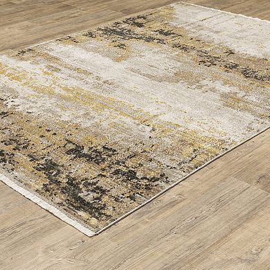 StyleHaven Brighton Faded Abstract Recycled PET Gold / Black Area Rug