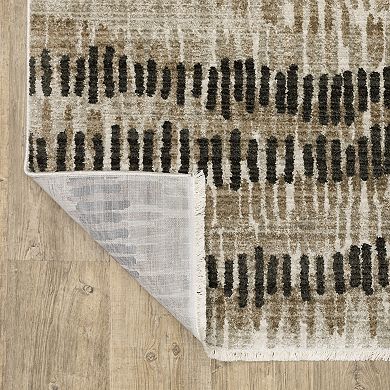 StyleHaven Brighton Etched Lines Recycled PET Abstract Beige / Charcoal Area Rug