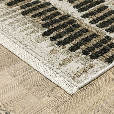 StyleHaven Brighton Etched Lines Recycled PET Abstract Beige / Charcoal Area Rug