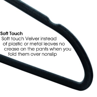 Elama Home 100 Piece Velvet Slim Profile Heavy Duty Felt Hangers with Stainless Steel Swivel Hooks