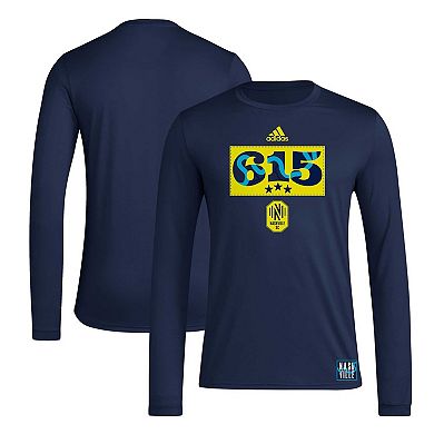 Men's adidas Navy Nashville SC 2024 Jersey Hook AEROREADY Long Sleeve T-Shirt