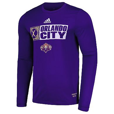 Men's adidas Purple Orlando City SC 2024 Jersey Hook AEROREADY Long Sleeve T-Shirt