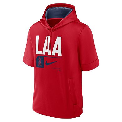 Men's Nike Red Los Angeles Angels Tri Code Lockup Short Sleeve Pullover Hoodie
