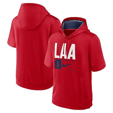 Men's Nike Red Los Angeles Angels Tri Code Lockup Short Sleeve Pullover Hoodie