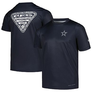 Youth Columbia Navy Dallas Cowboys Terminal Tackle Omni-Shade  T-Shirt