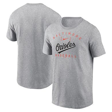 Men's Nike Heather Gray Baltimore Orioles Home Team Athletic Arch T-Shirt