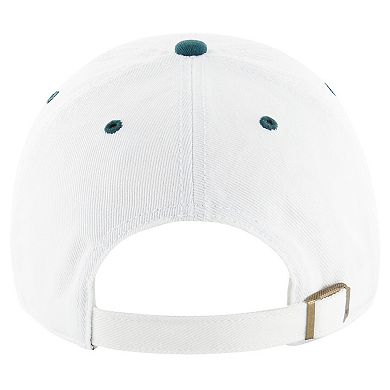 Men's '47 White/Midnight Green Philadelphia Eagles Double Header Diamond Clean Up Adjustable Hat