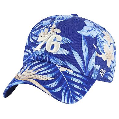 Men's '47 Royal Philadelphia 76ers Tropicalia Floral Clean Up Adjustable Hat