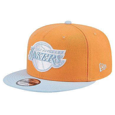 Men's New Era Orange/Light Blue Los Angeles Lakers 2-Tone Color Pack 9FIFTY Snapback Hat