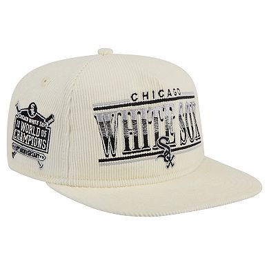 Men's New Era Cream Chicago White Sox Throwback Bar Golfer Corduroy Snapback Hat