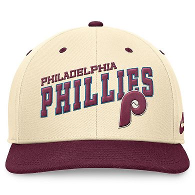 Men's Nike Cream/Burgundy Philadelphia Phillies Rewind Cooperstown Collection Performance Snapback Hat