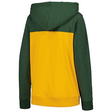 Women's New Era Green Green Bay Packers Color-Block Full-Zip Hoodie