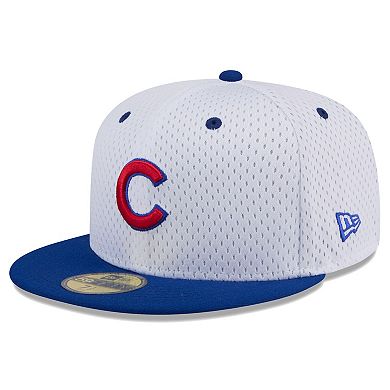 Men's New Era White Chicago Cubs Throwback Mesh 59FIFTY Fitted Hat