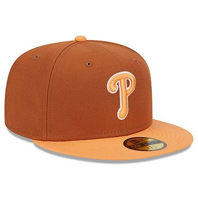 Men's New Era Brown/Orange Philadelphia Phillies Spring Color Basic Two-Tone 59FIFTY Fitted Hat