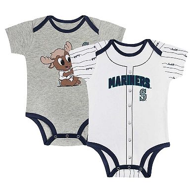 Newborn & Infant Gray/White Seattle Mariners Two-Pack Play Ball Bodysuit Set
