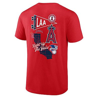 Men's Fanatics Branded Red Los Angeles Angels Split Zone T-Shirt