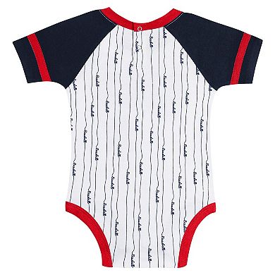 Newborn & Infant White Boston Red Sox Base Hitter Bodysuit, Bib & Bootie Set