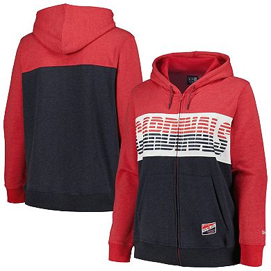 Women's New Era Red St. Louis Cardinals Plus Size Color Block Full-Zip Hoodie