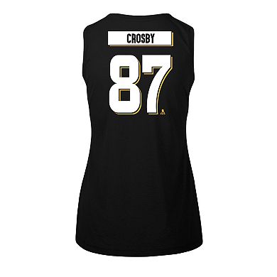 Women's Levelwear Sidney Crosby Black Pittsburgh Penguins Macy Player Name & Number Tank Top