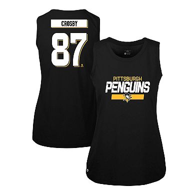 Women's Levelwear Sidney Crosby Black Pittsburgh Penguins Macy Player Name & Number Tank Top