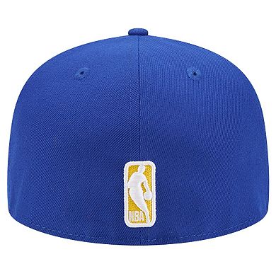 Men's New Era Royal Golden State Warriors Court Sport Leather Applique 59FIFTY Fitted Hat