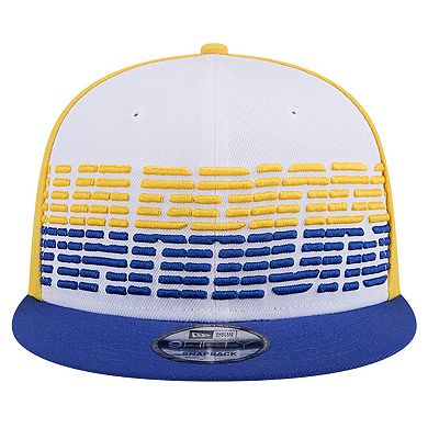 Men's New Era White/Royal Golden State Warriors Throwback Gradient Tech Font 9FIFTY Snapback Hat