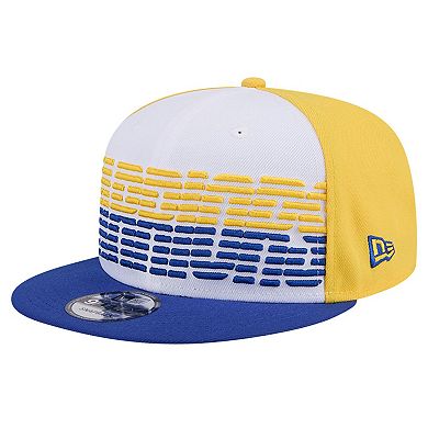 Men's New Era White/Royal Golden State Warriors Throwback Gradient Tech Font 9FIFTY Snapback Hat