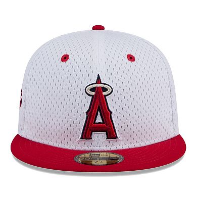 Men's New Era White Los Angeles Angels Throwback Mesh 59FIFTY Fitted Hat