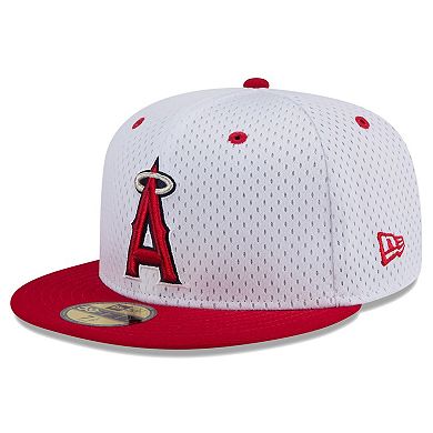 Men's New Era White Los Angeles Angels Throwback Mesh 59FIFTY Fitted Hat
