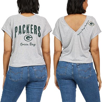 Women's WEAR by Erin Andrews Heather Gray Green Bay Packers Reversible T-Shirt