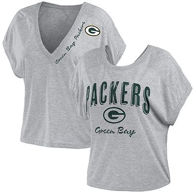 Women's WEAR by Erin Andrews Heather Gray Green Bay Packers Reversible T-Shirt