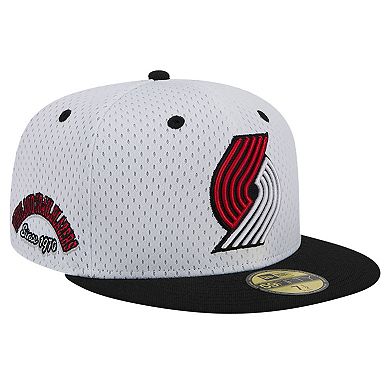 Men's New Era White/Black Portland Trail Blazers Throwback 2Tone 59FIFTY Fitted Hat