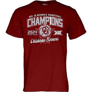 Unisex Blue 84  Crimson Oklahoma Sooners 2024 Big 12 Women's Basketball Regular Season Champions T-Shirt