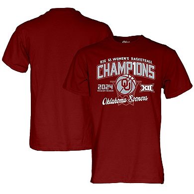 Unisex Blue 84  Crimson Oklahoma Sooners 2024 Big 12 Women's Basketball Regular Season Champions T-Shirt