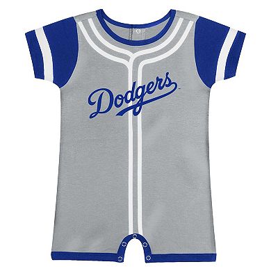 Infant Fanatics Branded Gray Los Angeles Dodgers Fast Pitch Romper