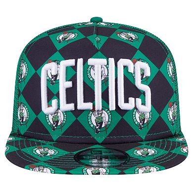 Men's New Era Kelly Green Boston Celtics Seeing Diamonds A-Frame Trucker 9FIFTY Snapback Hat