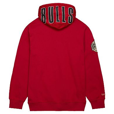 Men's Mitchell & Ness Red Chicago Bulls  Team OG 2.0 Vintage Logo Fleece Pullover Hoodie