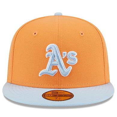 Men's New Era Orange/Light Blue Oakland Athletics Spring Color Basic Two-Tone 59FIFTY Fitted Hat