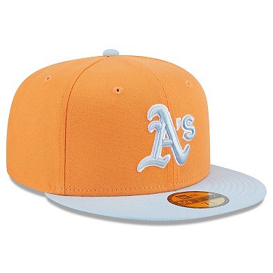 Men's New Era Orange/Light Blue Oakland Athletics Spring Color Basic Two-Tone 59FIFTY Fitted Hat