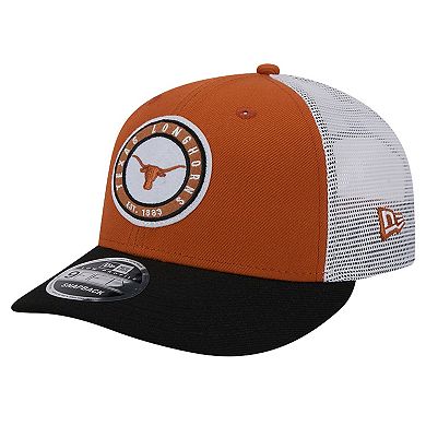 Men's New Era Texas Orange Texas Longhorns Throwback Circle Patch 9FIFTY Trucker Snapback Hat