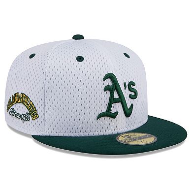 Men's New Era White Oakland Athletics Throwback Mesh 59FIFTY Fitted Hat