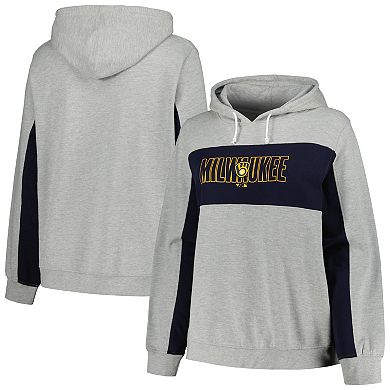 Women's Profile Heather Gray Milwaukee Brewers Plus Size Pullover Jersey Hoodie