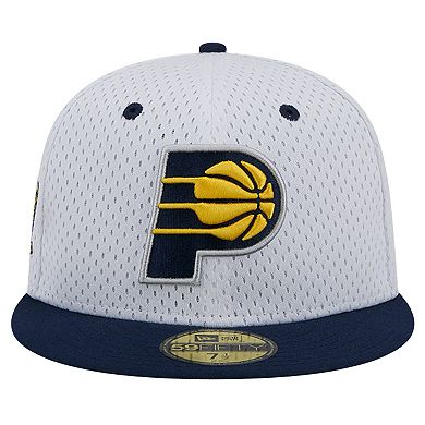 Men's New Era White/Navy Indiana Pacers Throwback 2Tone 59FIFTY Fitted Hat