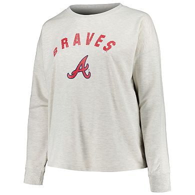 Women's Profile Oatmeal Atlanta Braves Plus Size French Terry Pullover Sweatshirt