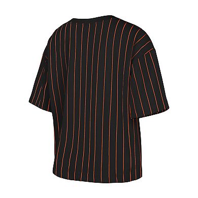 Women's New Era Black San Francisco Giants Boxy Pinstripe T-Shirt
