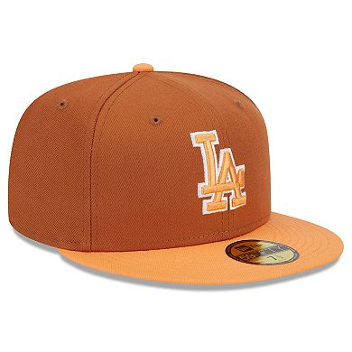 Men's New Era Brown/Orange Los Angeles Dodgers Spring Color Basic Two-Tone 59FIFTY Fitted Hat