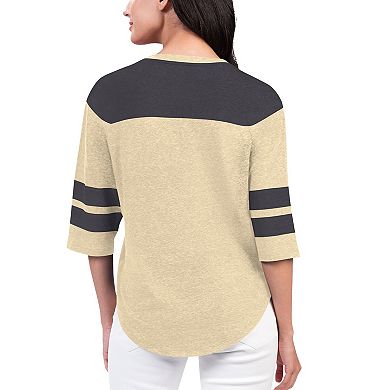 Women's Starter Gold New Orleans Saints Fullback Tri-Blend 3/4-Sleeve T-Shirt
