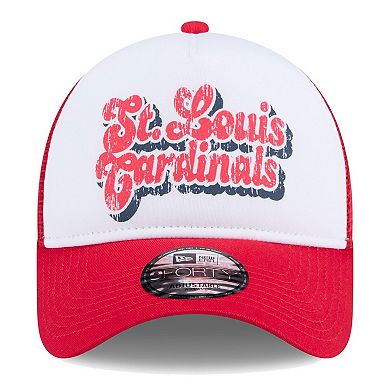 Women's New Era White/Red St. Louis Cardinals Throwback Team Foam Front A-Frame Trucker 9FORTY Adjustable Hat