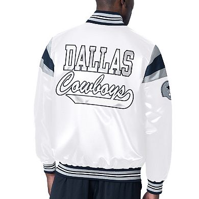 Men's Starter White Dallas Cowboys Satin Varsity Full-Snap Jacket