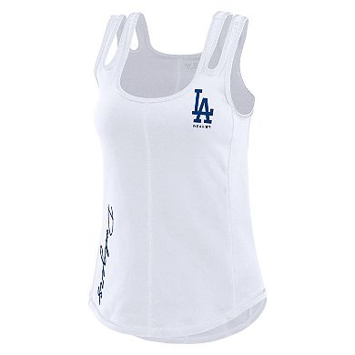 Women's WEAR by Erin Andrews White Los Angeles Dodgers Contrast Stitch Tank Top